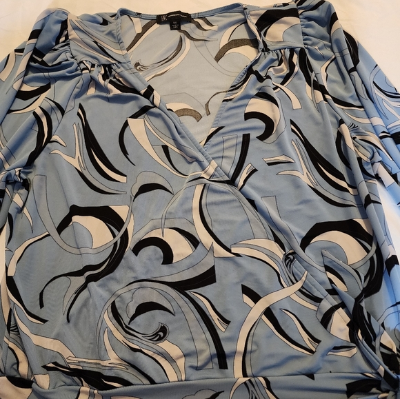 INC TOP WOMEN XXL BLUE Side-Tie Surplice NECKLINE LONG SLEEVE - Picture 2 of 9